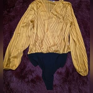 Haute Monde Gold Long Sleeve Wrap Blouse